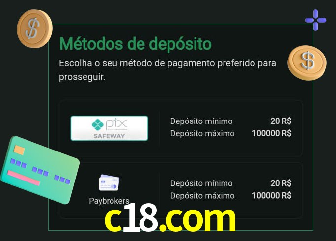 O cassino c18.com oferece uma grande variedade de métodos de pagamento